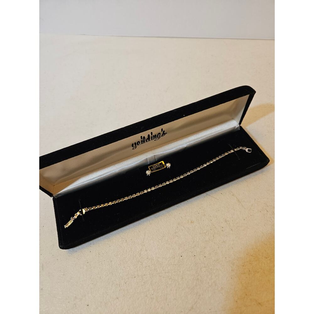 Vintage cubic zirconia earring with black rhinestone tennis bracelet